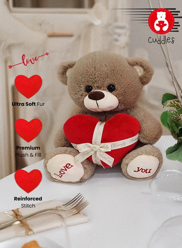 Cuddles Valentines Day Gifts for Him & Her,Teddy Bear with Heart, 25cm Soft Stuffed Bear Plush Toy, Gifts for Girlfriend Boyfriend, Brown - Image 5